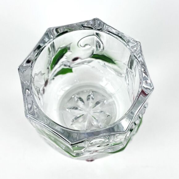 Mikasa Glass Votive Candle embossed Red green Holly berries Christmas home decor - Picture 6 of 9